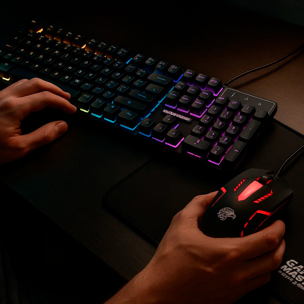 Kit Gamer KM52 K-Mex RGB - Teclado Anti-Ghosting KM52, Mouse M0A8 1000 DPI, Mousepad FX-X2218 - B3KM5228U11CB1X