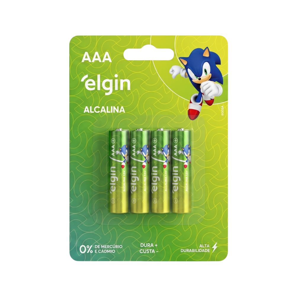 Pilha Alcalina AAA 1,5V -Blister Com 4 Unidades Elgin ELE000000082155