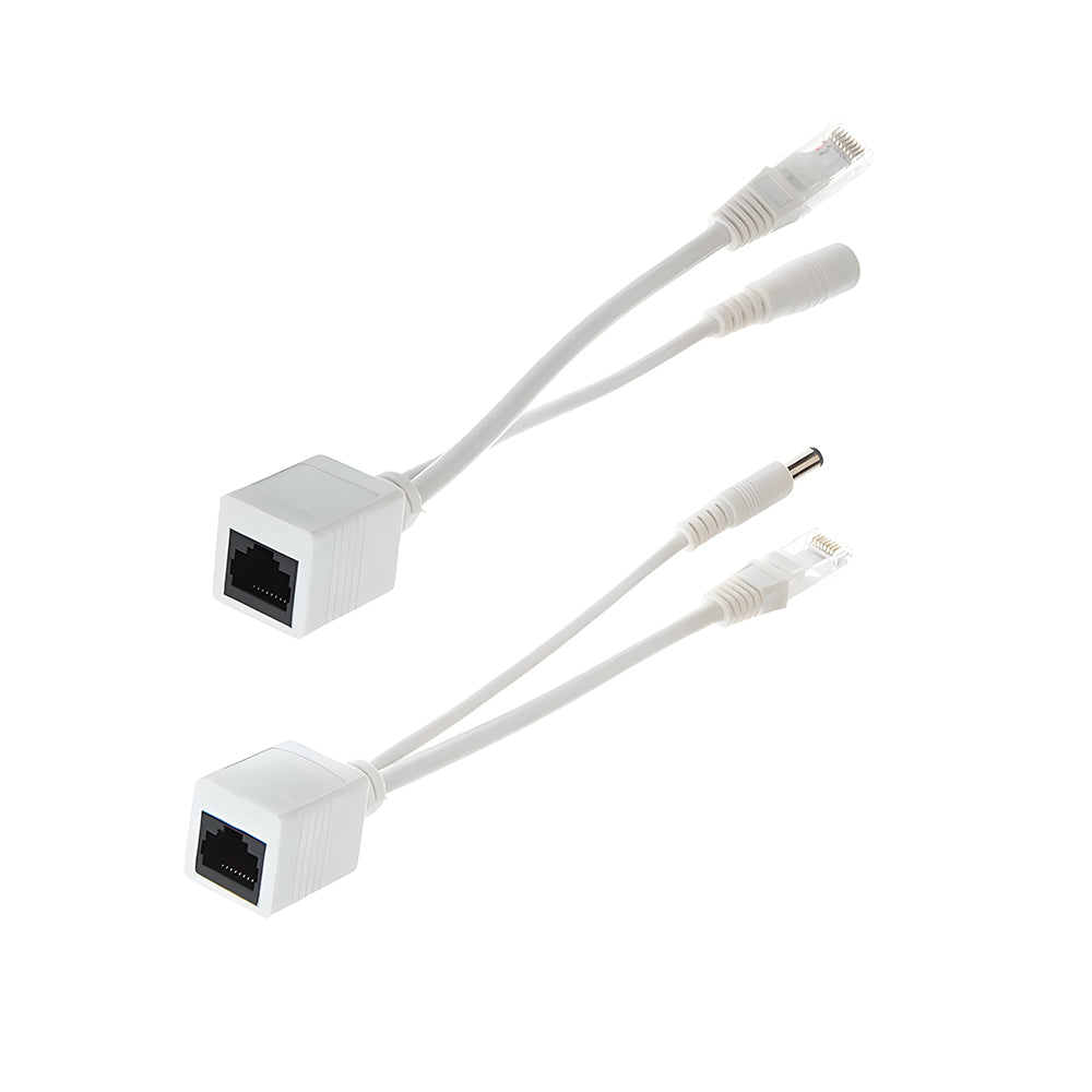 Adaptador de Cabo Injetor PoE, Par Macho e Fêmea, 5V/ 12V/ 24V/ 48V, Até 40m de Distância, Branco - FC