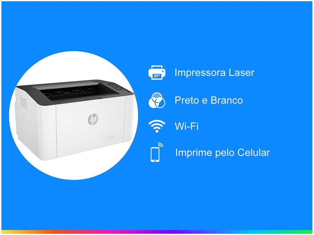 Impressora HP Laser 107W, USB e Wi-Fi , Mono, 110V - 4ZB78A