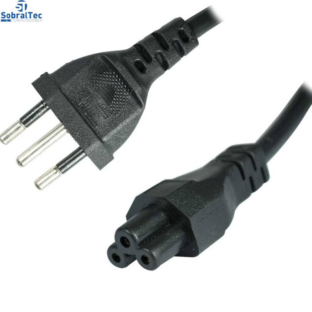 Cabo de Força Tripolar 1,20m Para Fonte de Notebook 3 Pinos