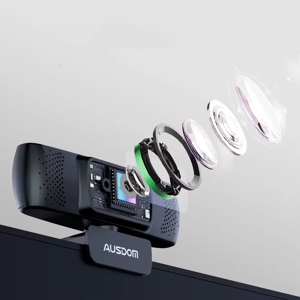 Webcam Full HD 1080P Ausdom, Foco Automático, Cancelamento De Ruído Microfone Câmera - AF640