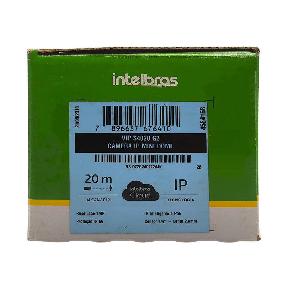 Câmera de Segurança Intelbras IP Dome, VIP S4020 G2, HD 720P, IR 20m, 2.8mm, 1MP