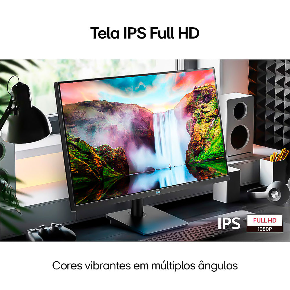 Monitor Gamer LG 23.8" 75Hz LED Full HD, IPS, HDMI, VESA, FreeSync, Sem Bordas, Preto - 24MP400