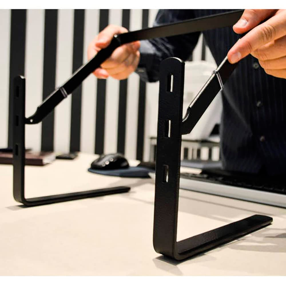 Suporte Para Monitor Ergonômico, Office, Conforto e Estabilidade, Preto com Vidro Fumê - Reliza