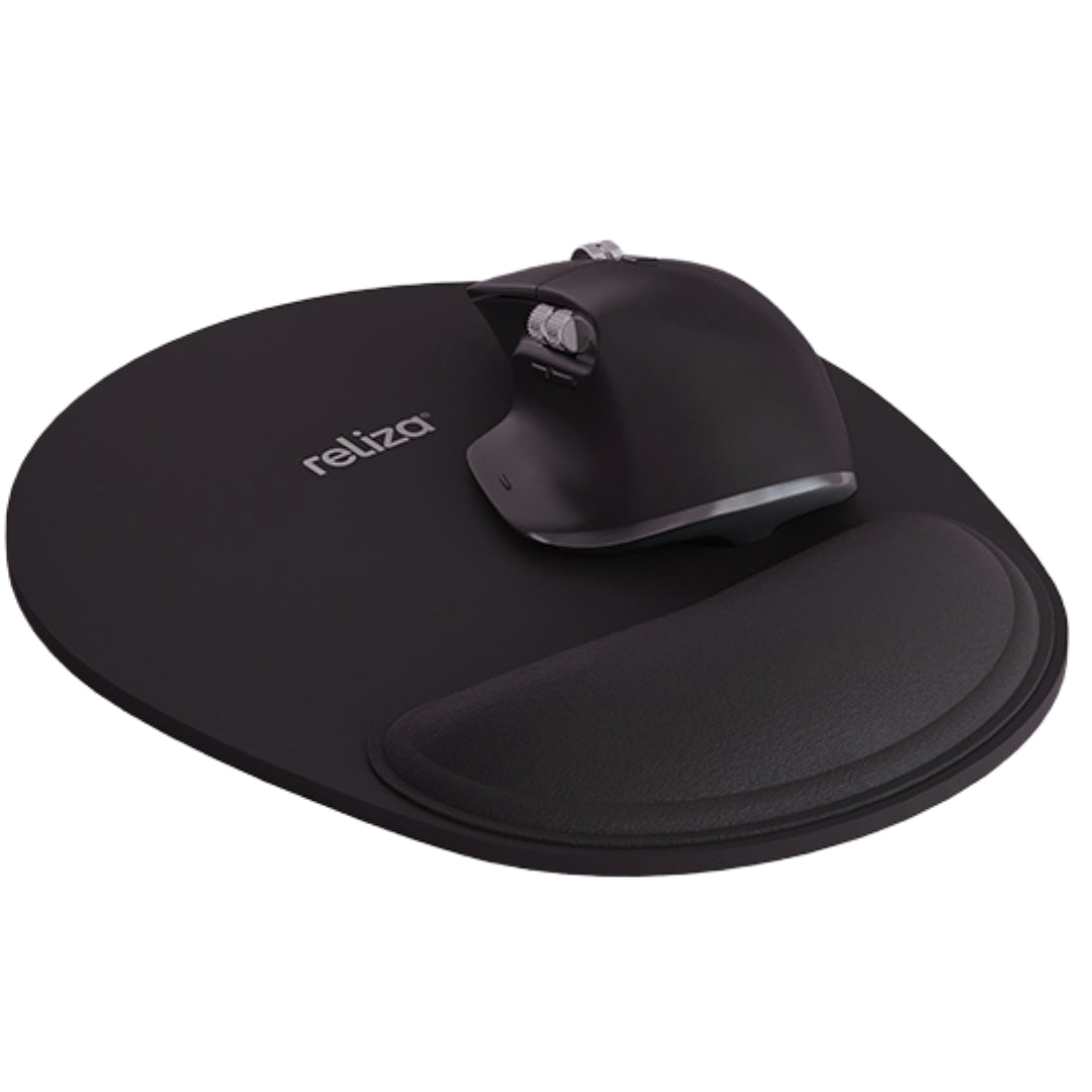 Mouse Pad Ergonômico 24 x 22cm, Reliza Confort, Apoio Anatômico para Pulso e Base Antiderrapante - Preto