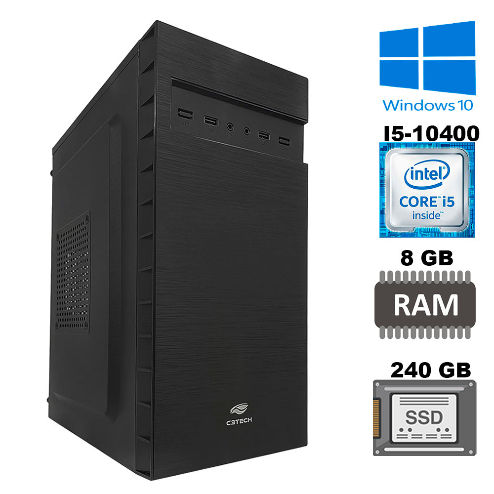 Computador Core I5-10400, Placa Mãe H510, Memoria 8GB DDR4, SSD 240 GB
