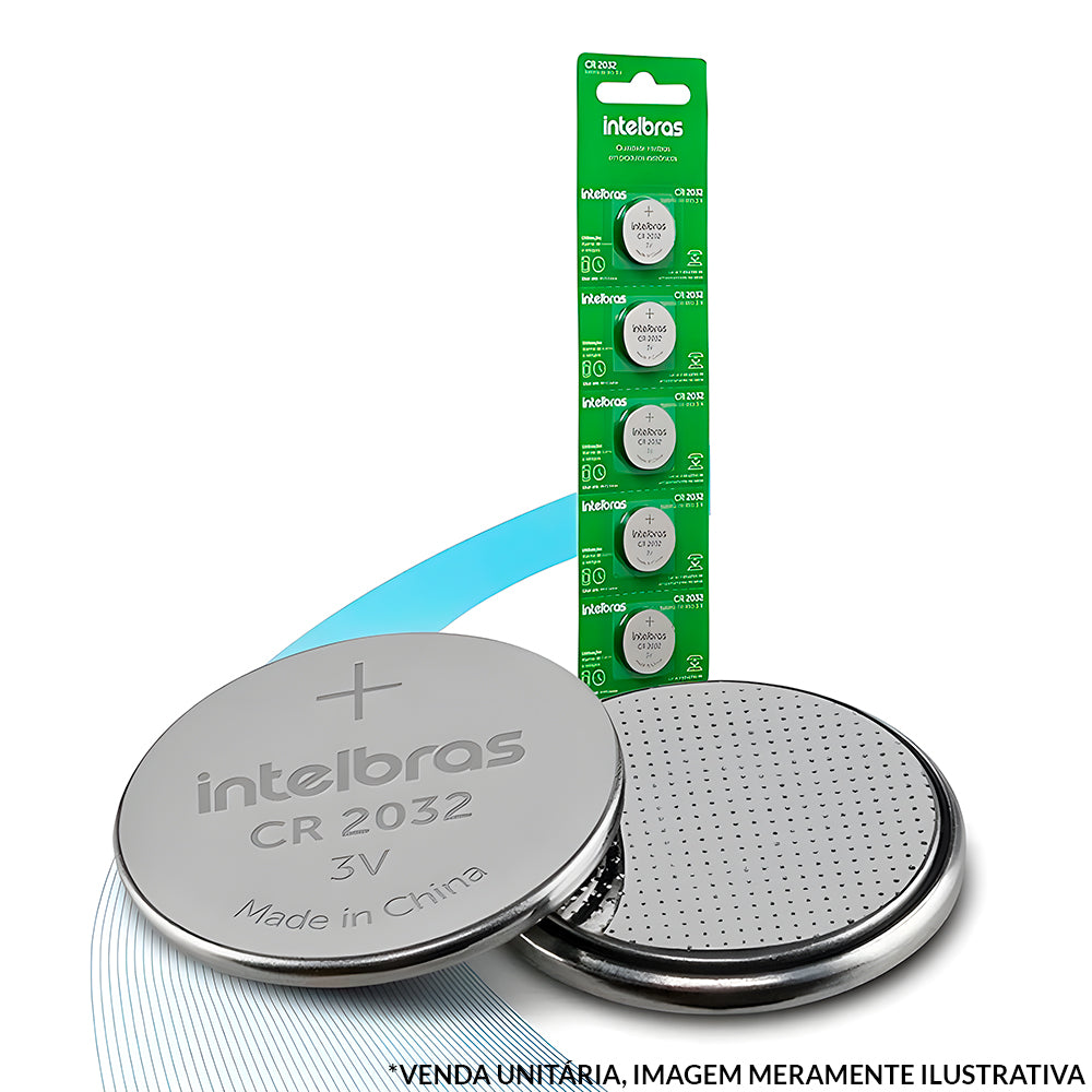 Bateria Botão de Lítio Não Recarregavel Intelbras CR2032, 220mAh 3V, 20x3,2mm Li/MnO (Unidade)