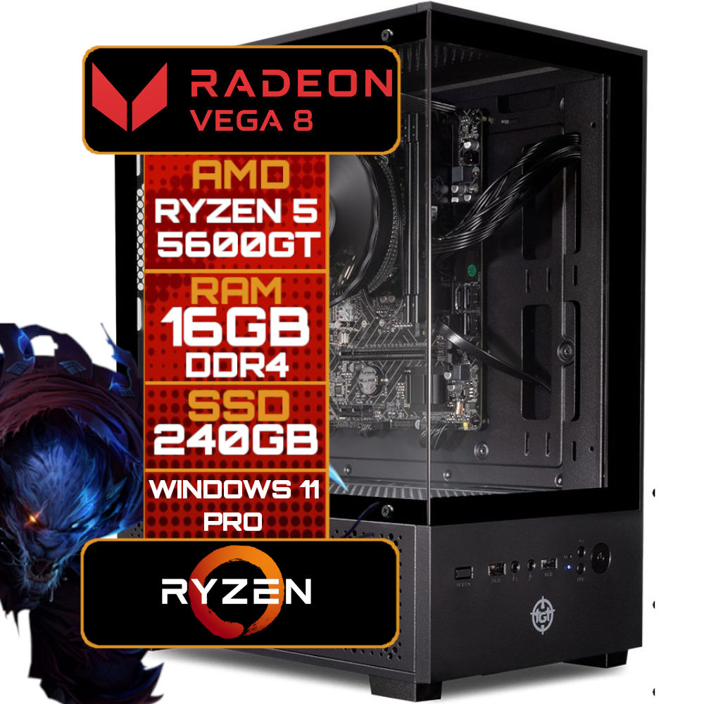 Computador Gamer Ryzen 3 3200G, 4-Core, RAM 16GB DDR4, SSD 240GB, B450M, 550W 80 Plus Bronze, Lateral Vidro TGT-LGN-BK