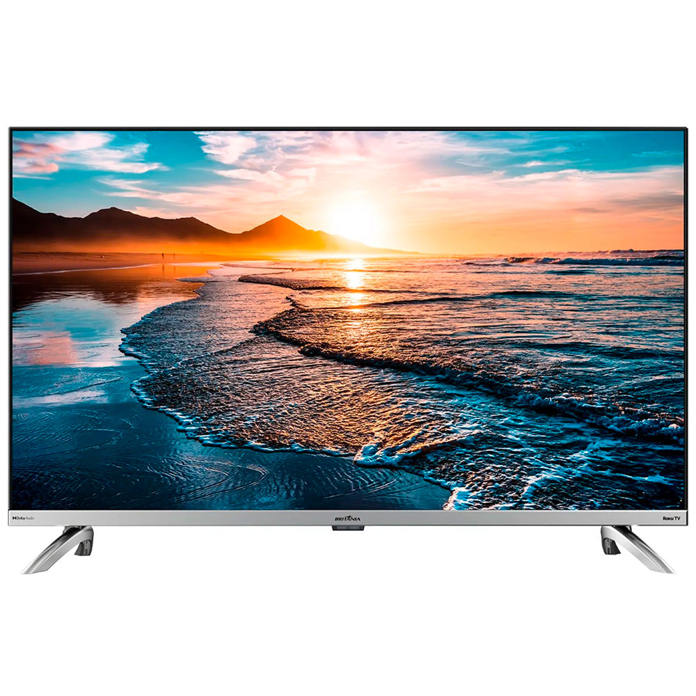 Smart TV LED 32” HD Britânia BTV32G7PR2CSGBL Dolby Audio, Wi-Fi, Entradas HDMI e USB, Roku TV