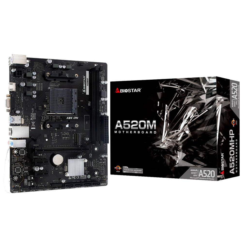 Placa Mãe Biostar A520MH, Chipset A520, AMD AM4, mATX, DDR4, Com Slot Para M.2