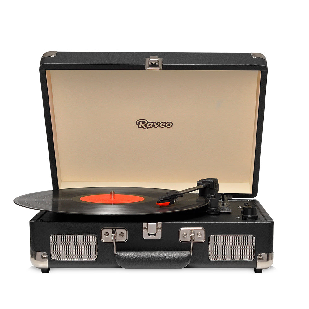 Vitrola Toca-Discos Retrô Raveo Sonetto, Chrome Preta, Com USB e Bluetooth (Reproduz e Grava), Bivolt, 10W, 33/45/78 RPM