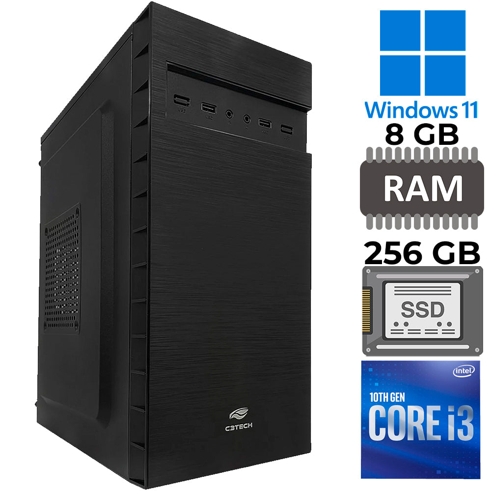 Computador Core i3 10th 10105, SSD 256GB, Memória RAM 8GB DDR4, Windows 11