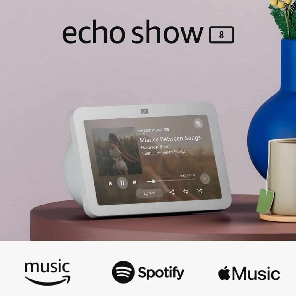 Amazon Echo Show 8 - 3ª Geração Smart Display Áudio Espacial Hub Alexa - Branca