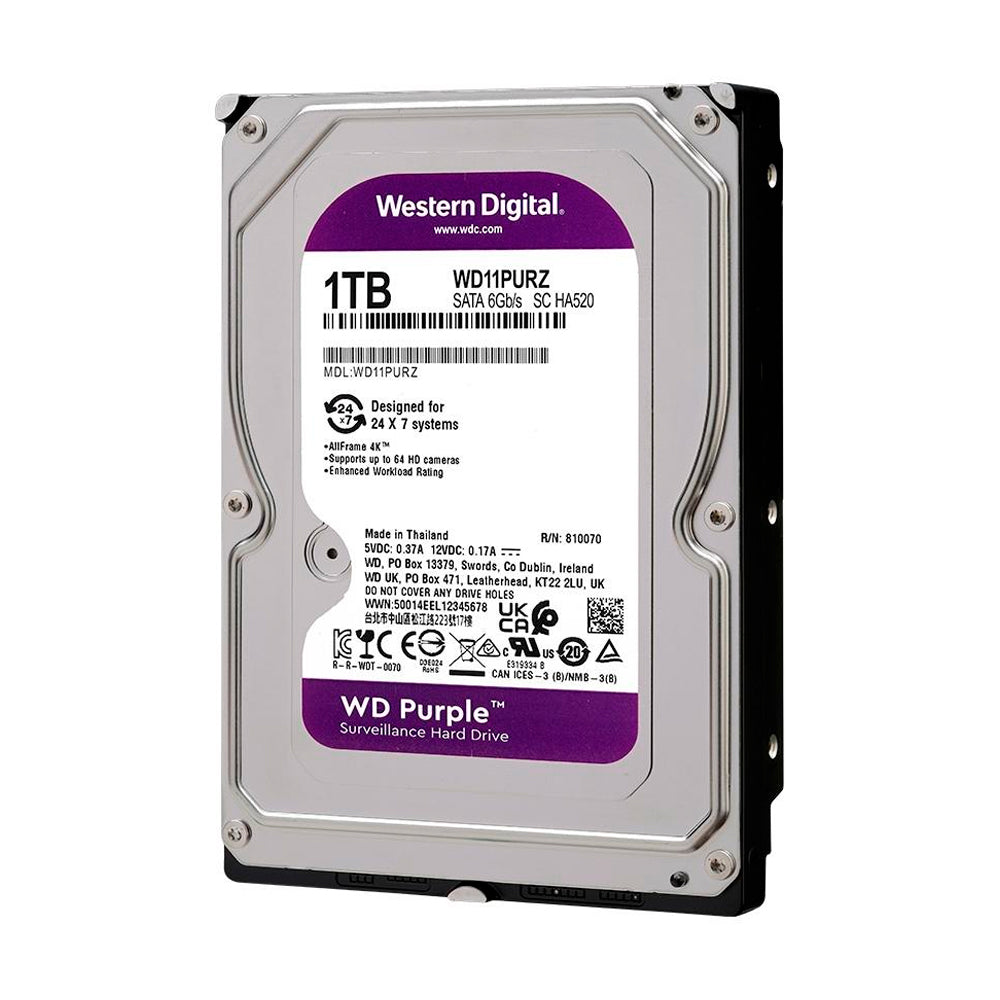 HD interno WD 1TB Purple, 5400 RPM, 3.5', SATA - WD11PURZ, Para Dvr e Desktop