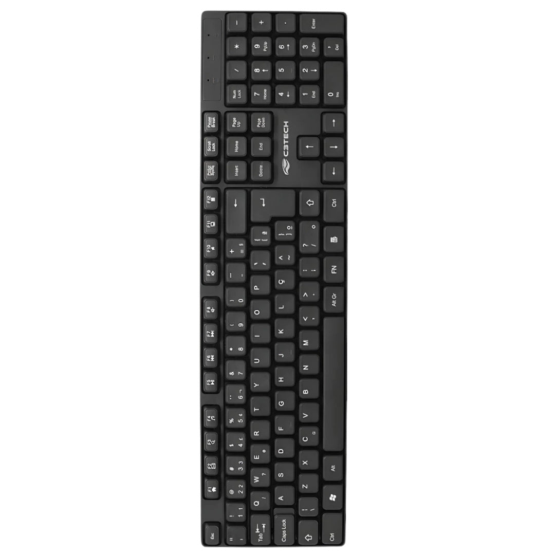 Teclado USB Multimídia KB-M10BK, ABNT2, Plug And Play, Regulagem de Altura, C3Tech - Preto