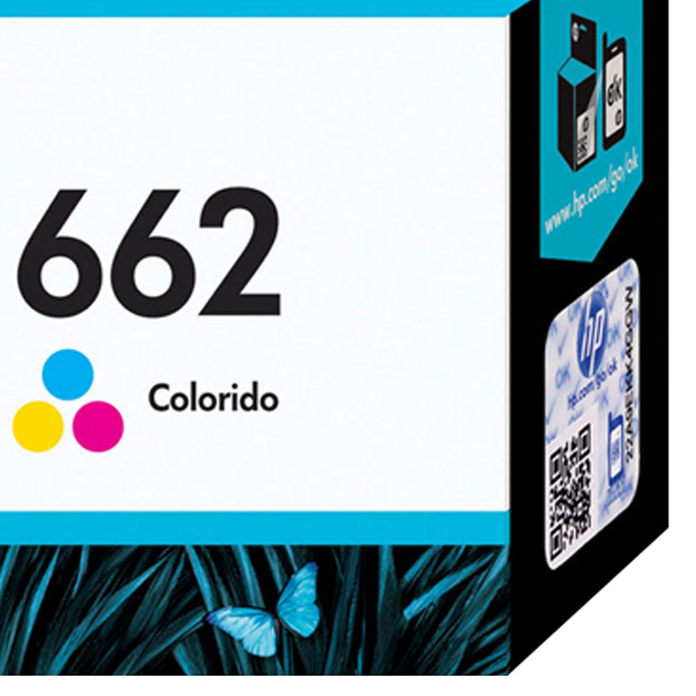 Cartucho de Tinta HP 662 Colorido Original CZ104AB, Para HP DeskJet 2516 3516 3546 2546 1516 4646 2646-Até 100 Páginas