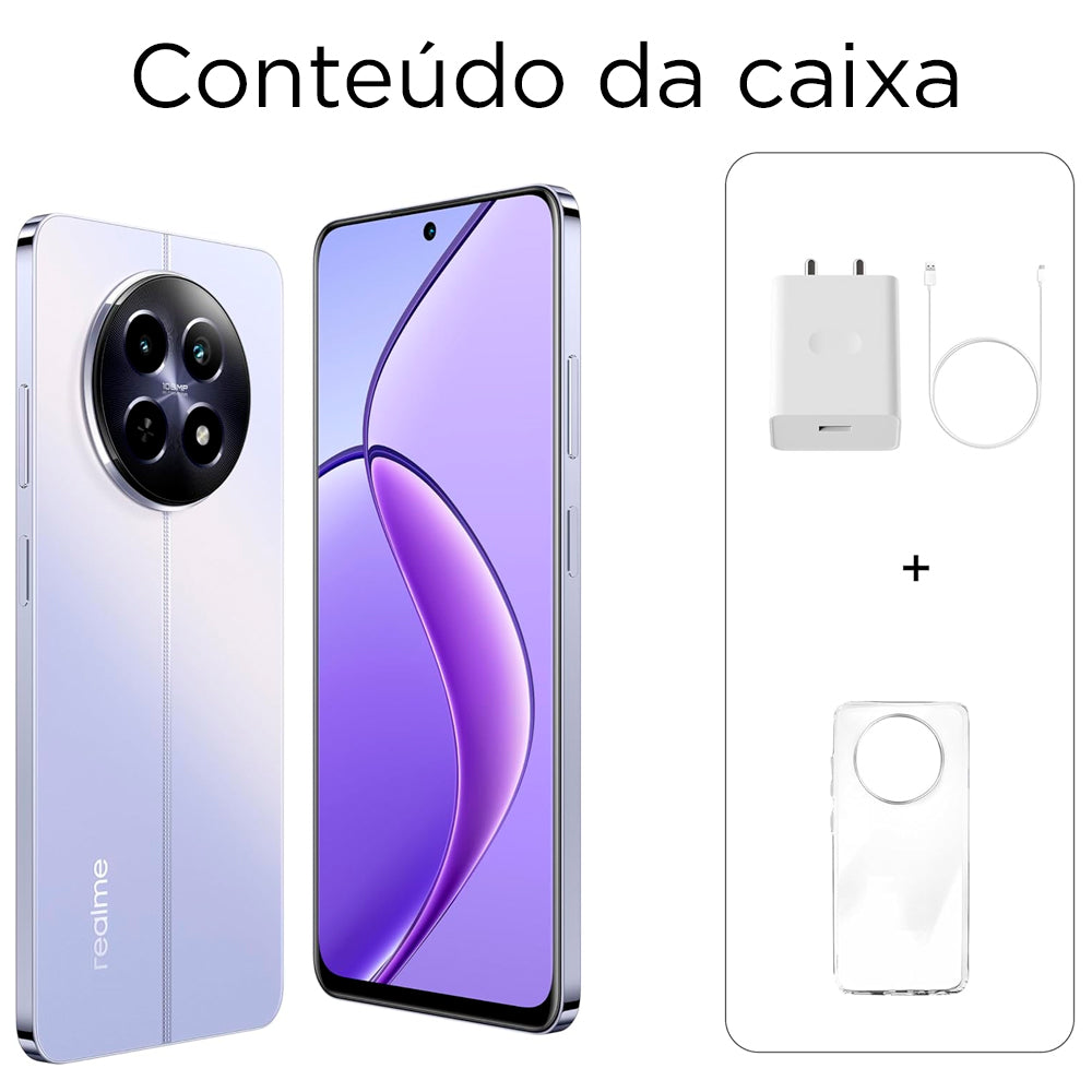 Smartphone Realme 12 Dual Sim, 5G, 8GB RAM, 256GB Armazenamento, Tela 6.72", Android 14 -Roxo Crepúsculo