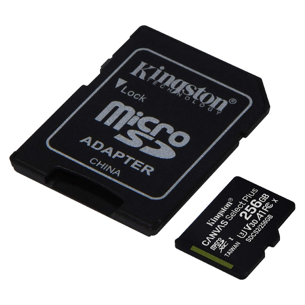 Cartão de Memória MicroSD Kingston Canvas Select Plus 256GB, Classe 10, UHS-I, Leitura 100MB/s, com Adaptador SD