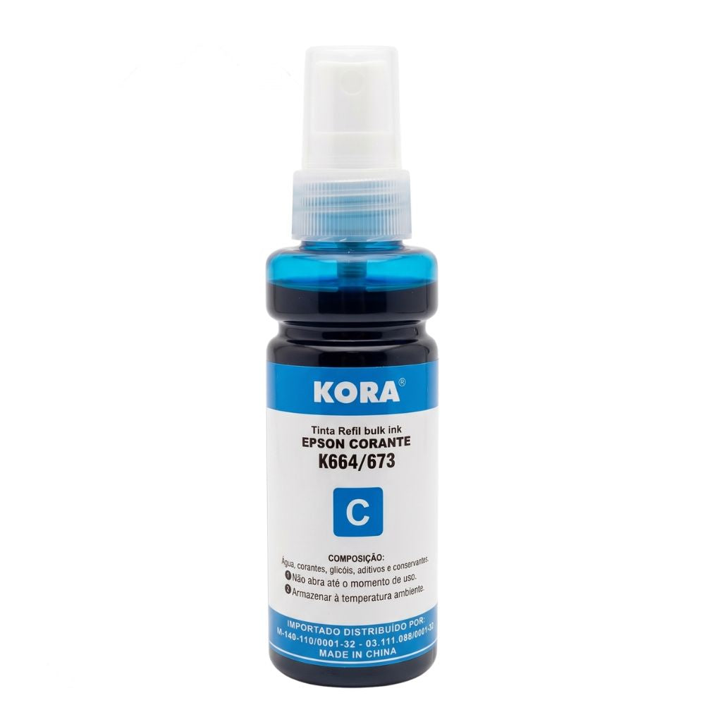 Refil de Tinta Epson Corante MP 664/673 Ciano 70ML Kora Masterprint Para Ecotank Epson