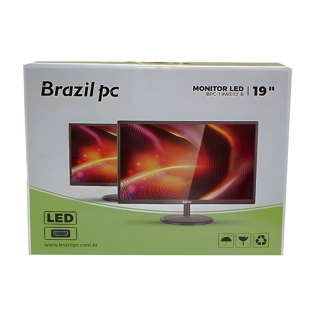 Monitor LED 19 Brasil PC 75hz BPC-19WE02-B Slim-Preto
