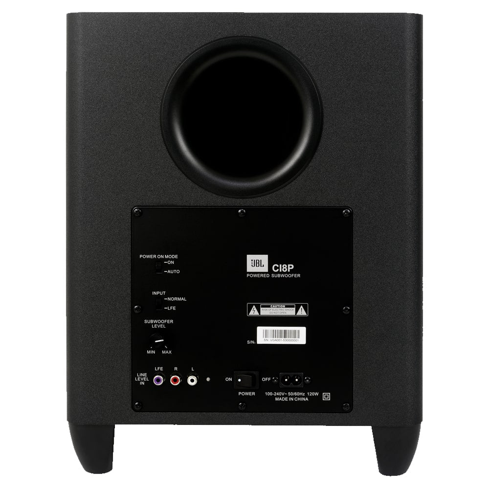 Subwoofer JBL Ci8p Ativo 8" Polegadas 100w Rms Gabinete Bass-Reflex Preto Bivolt