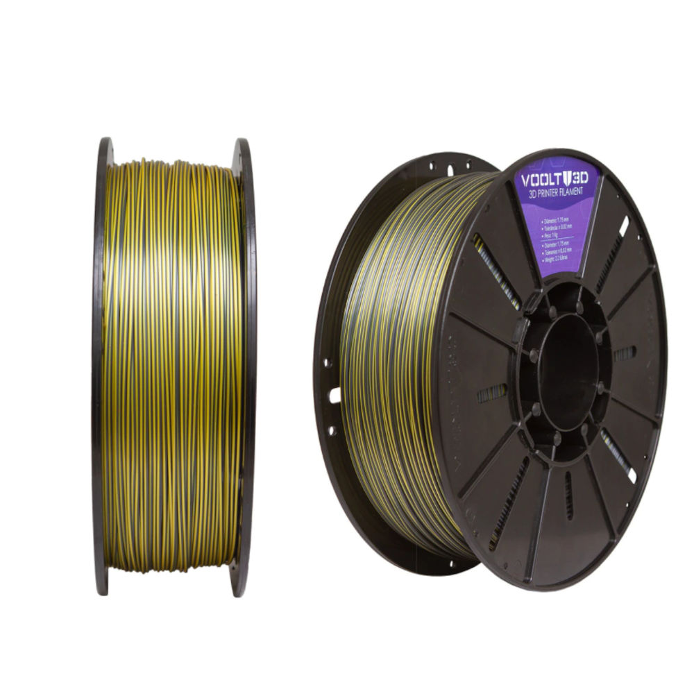 Filamento PLA Duo Color Dourado/Preto V-Silk High Speed Premium 1 Kg – Efeito Bicolor e Brilhante