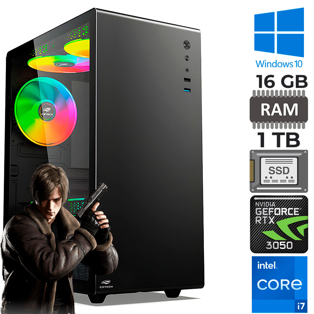 Computador Gamer Core i7-4770 , SSD 1 TB, Memória RAM 16GB, Gab-Gamer MT-G200BK , Placa de video RTX 3050,Windows 10