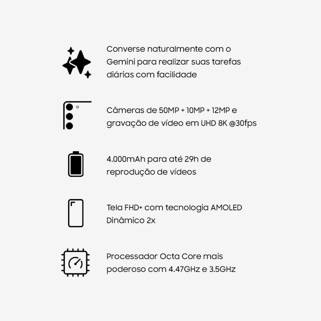 Smartphone Samsung Galaxy S25 5G Azul 256GB, Tela 6.2", 12GB RAM, AI Inteligência Artificial, Snapdragon 8 Câmera Tripla