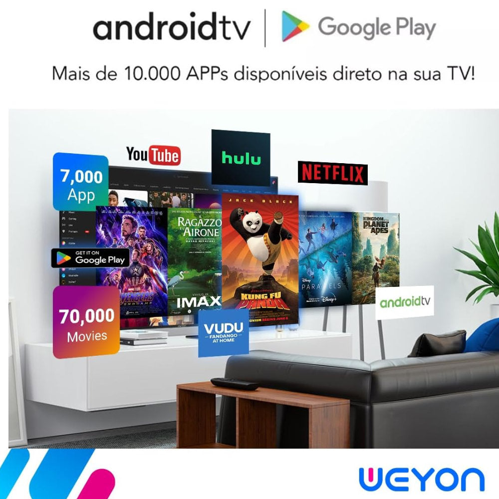 Smart TV 32" WEYON LED Android 14 HD Wi-Fi Google Play e Google Cast Bivolt