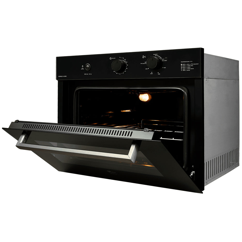 Forno a Gás de Embutir Fischer Infinity 50L com Grill Elétrico, Timer 120 min, Temperatura 160-260°C, Vidro Duplo, 127v