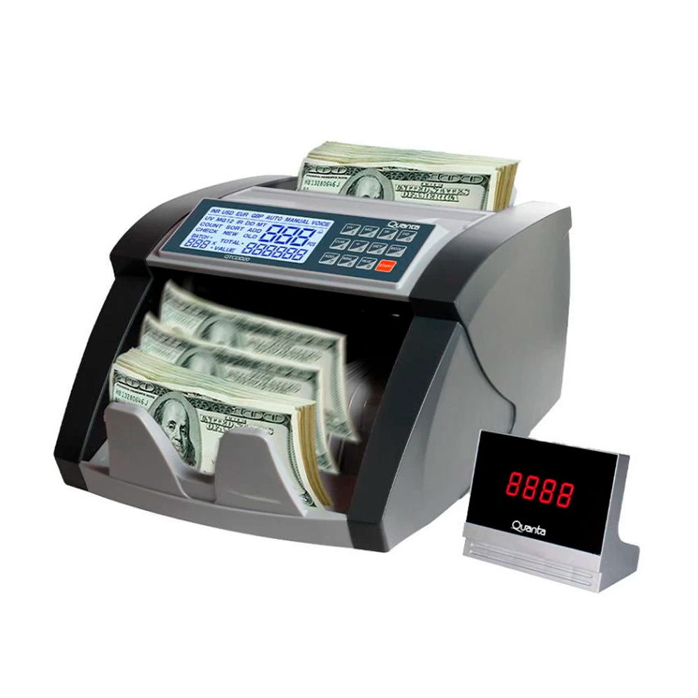 Máquina Contadora de Dinheiro Quanta, QTCDD20, 220V, 80W, 50Hz, Cinza