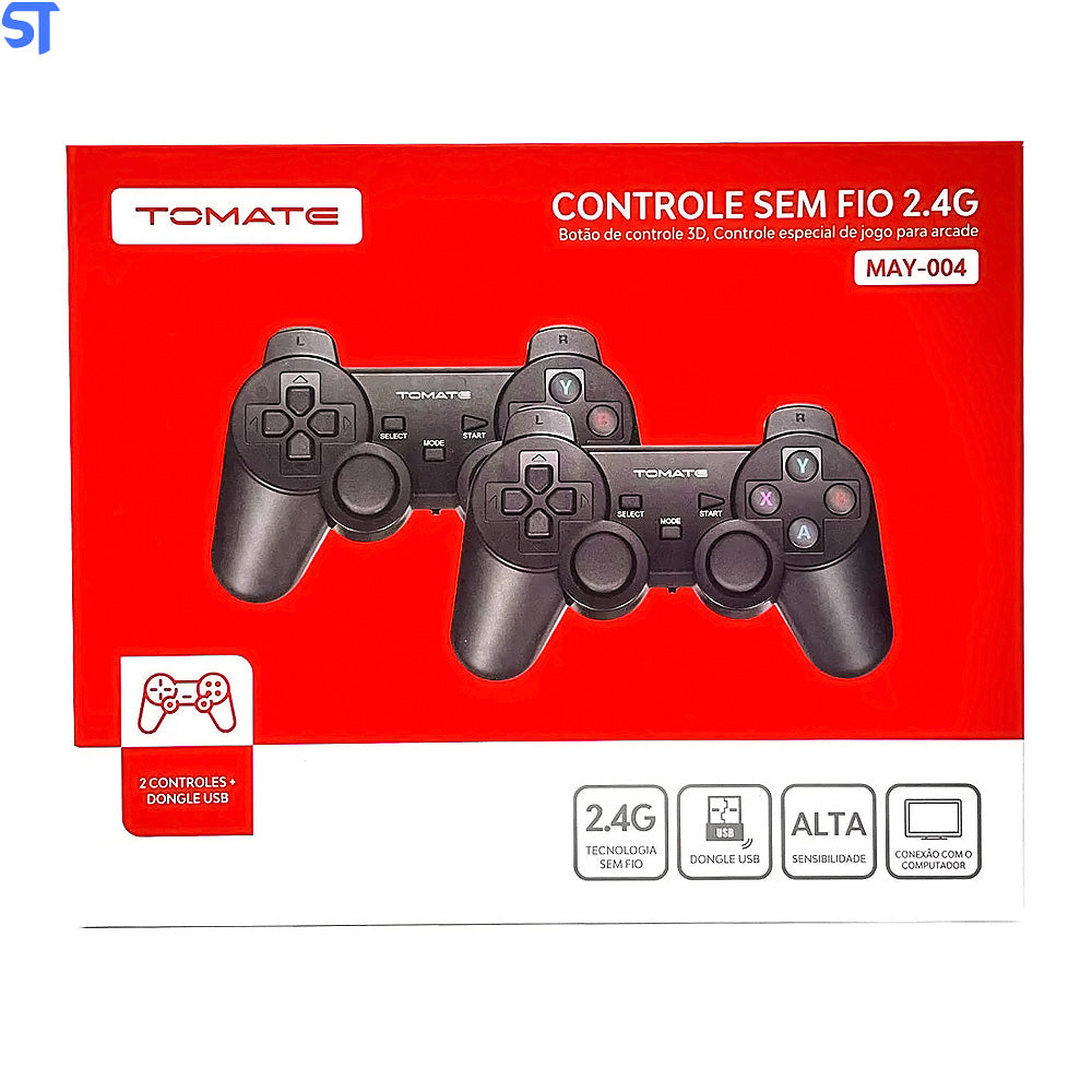 Kit Com Dois Controles Sem Fio 2.4G MAY - 004 - Tomate