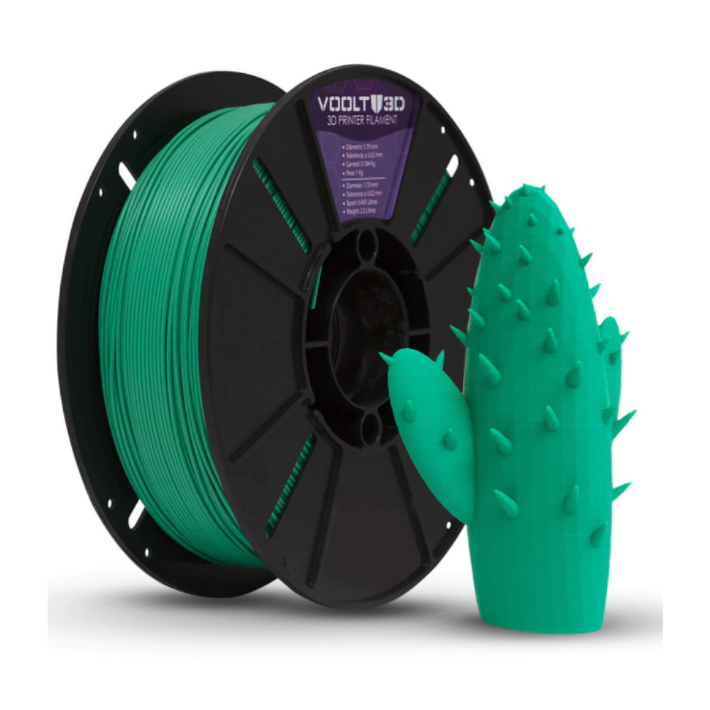 Filamento PLA Verde Velvet High Speed 1kg 1.75mm Premium Acabamento Aveludado