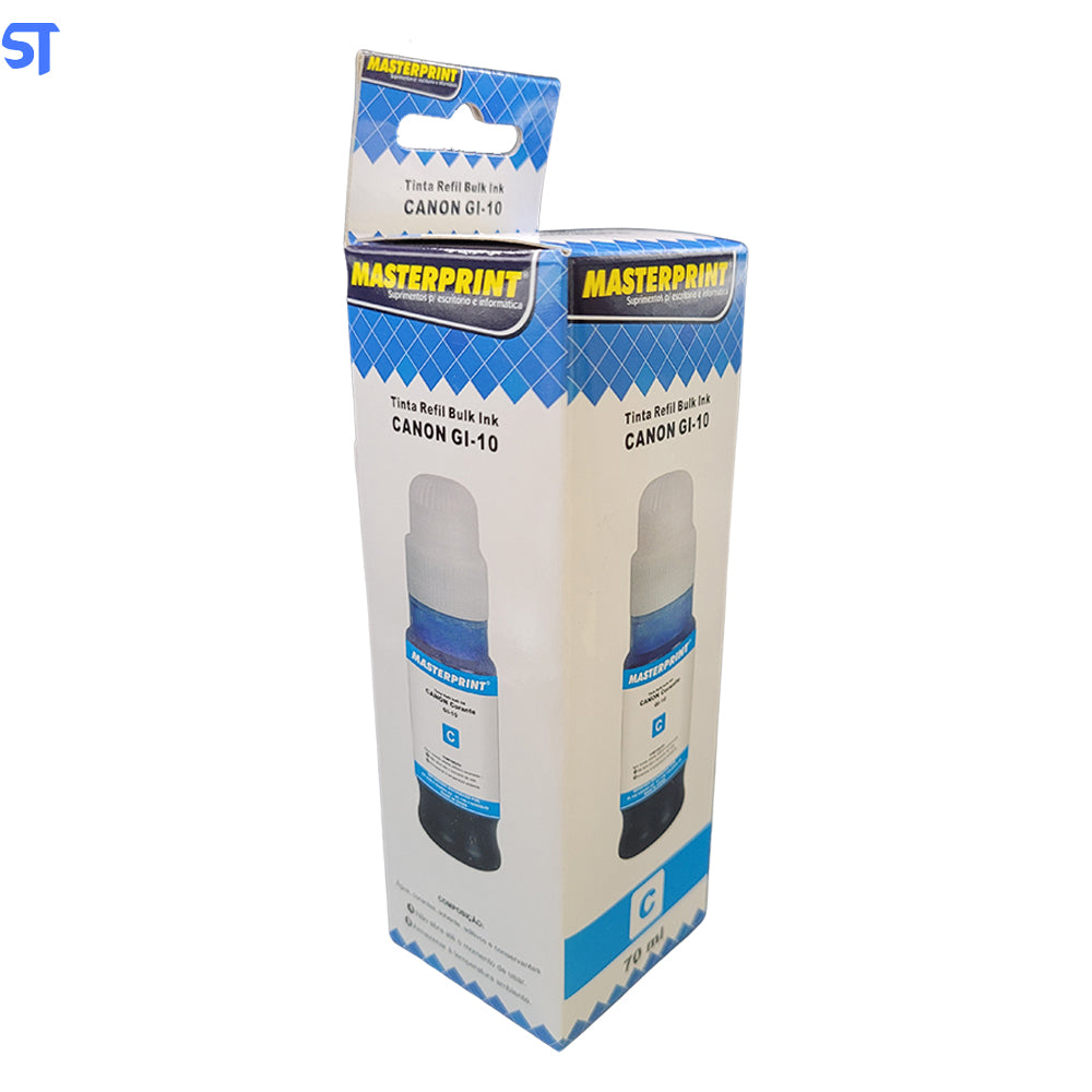 Refil de Tinta Compatível Canon Bulk Ink GI-10 Corante Ciano 70ML MasterPrint
