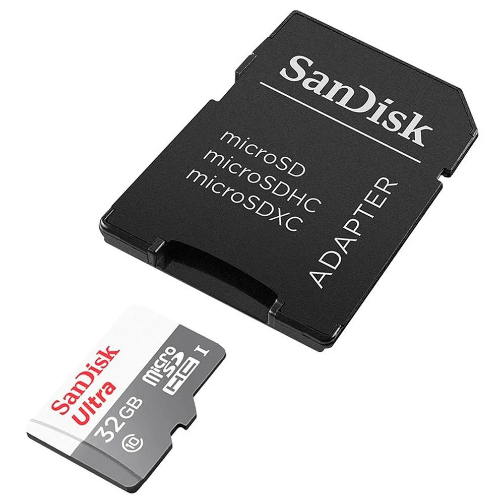 Cartão de Memória 32GB Sandisk Ultra MicroSDHC UHS-I 100MB/s Com Adaptador SDSQUNR-032G-GN3MA