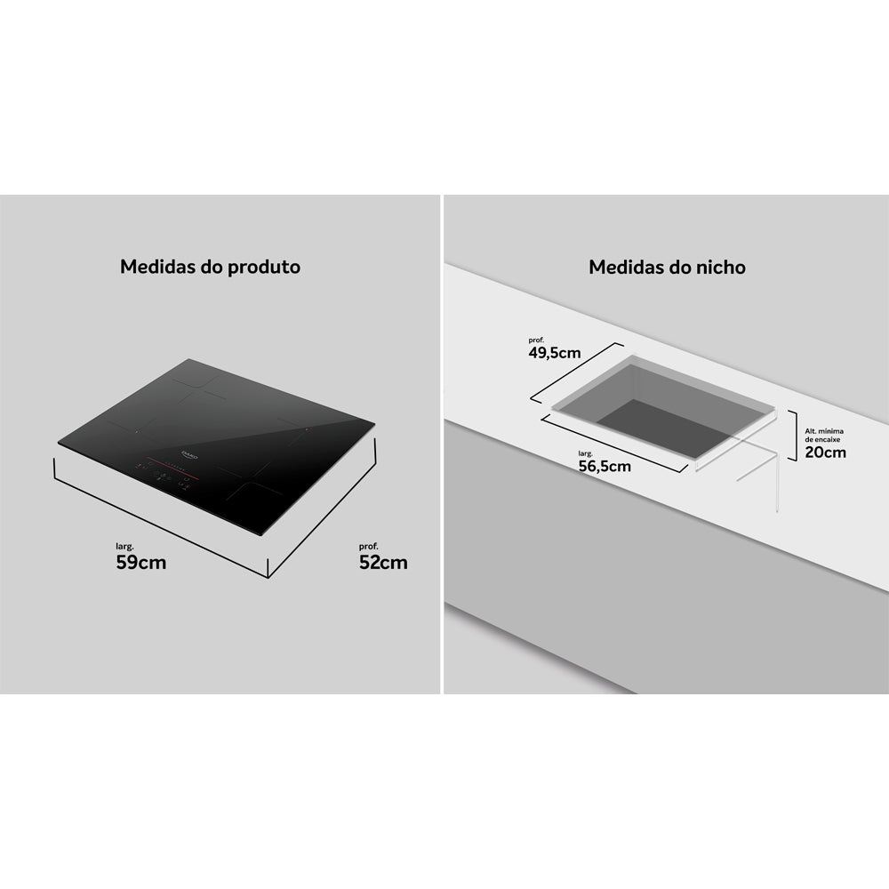 Fogão Cooktop de Indução 4 Bocas Preto com Trava de Segurança Dako Supreme 220V