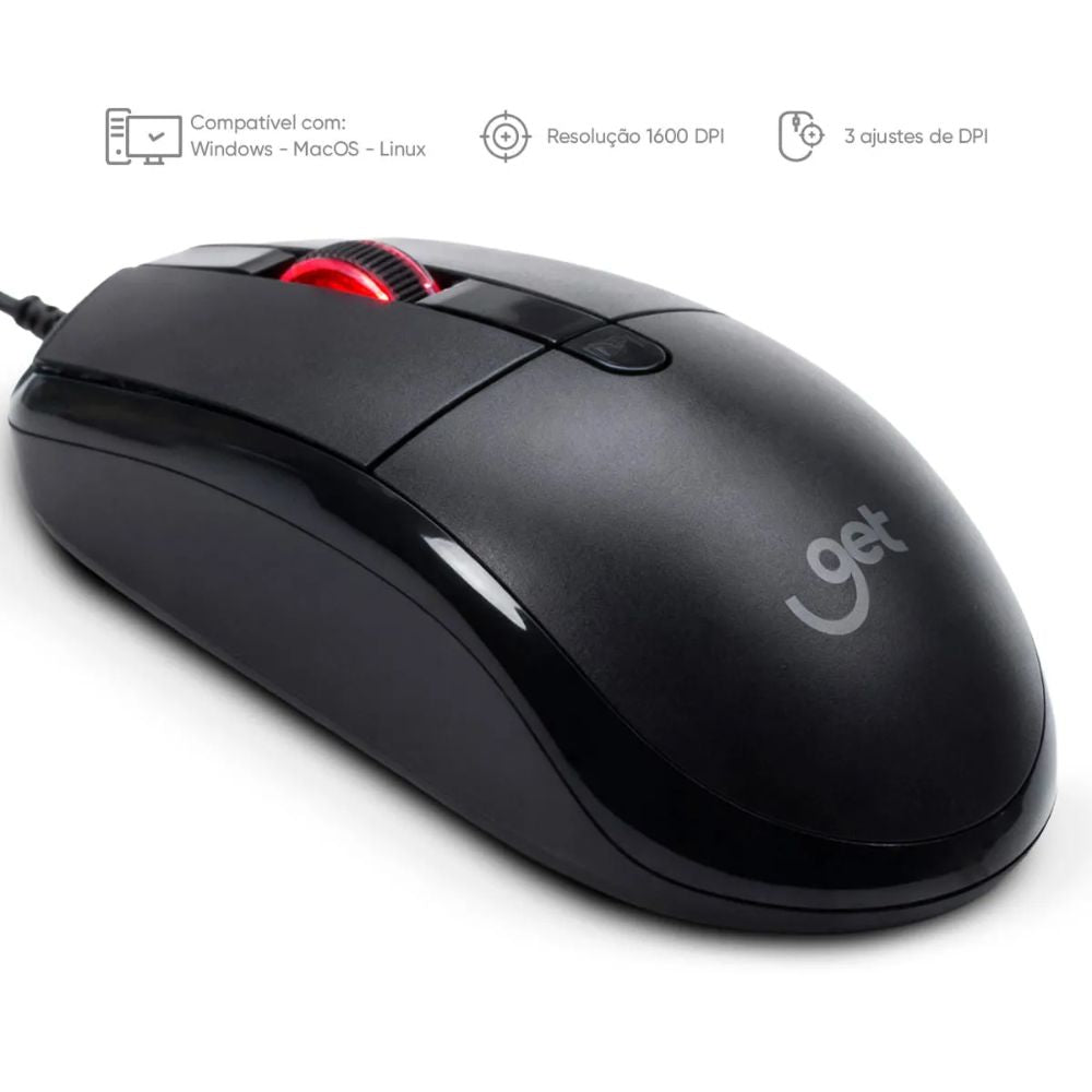 Kit Teclado e Mouse GET Elegance USB com Fio - Preto