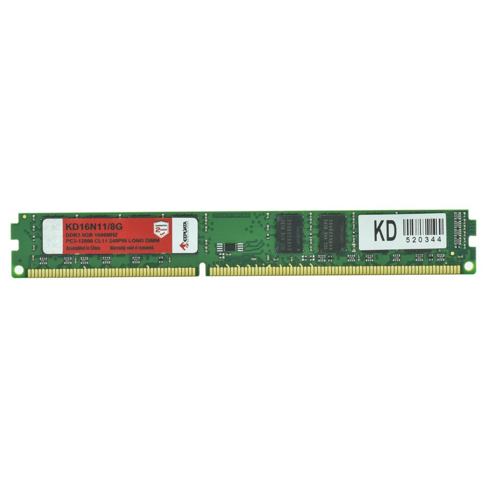 Memória RAM Desktop KeepData 8GB 1600Mhz DDR3 PC3-12800 CL11 Long DIMM KD16N11/8G