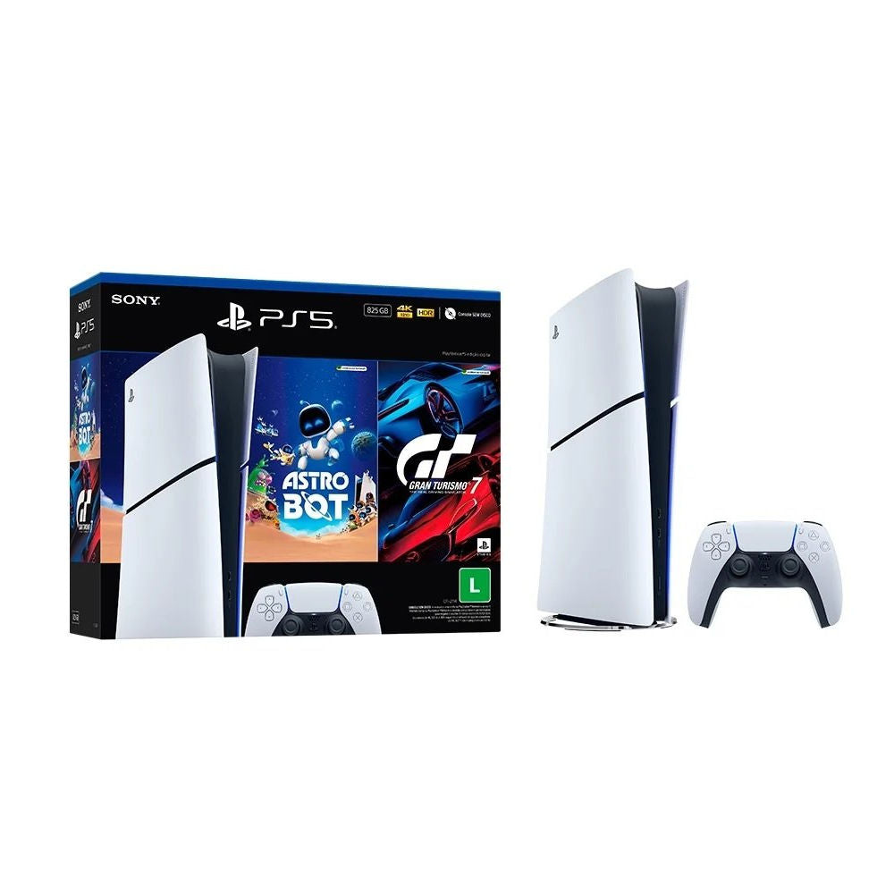 Console PlayStation 5 Slim Digital SSD 825GB 4K UHD 120Hz Ray Tracing + Controle DualSense e 2 Jogos, Bivolt, Branco