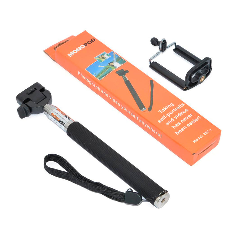 Bastão de Selfie Z07-1 para Smartphones, Haste Retrátil 20–97 cm, 7 Segmentos, Rosca Universal 1/4", Até 500 g - MonoPod