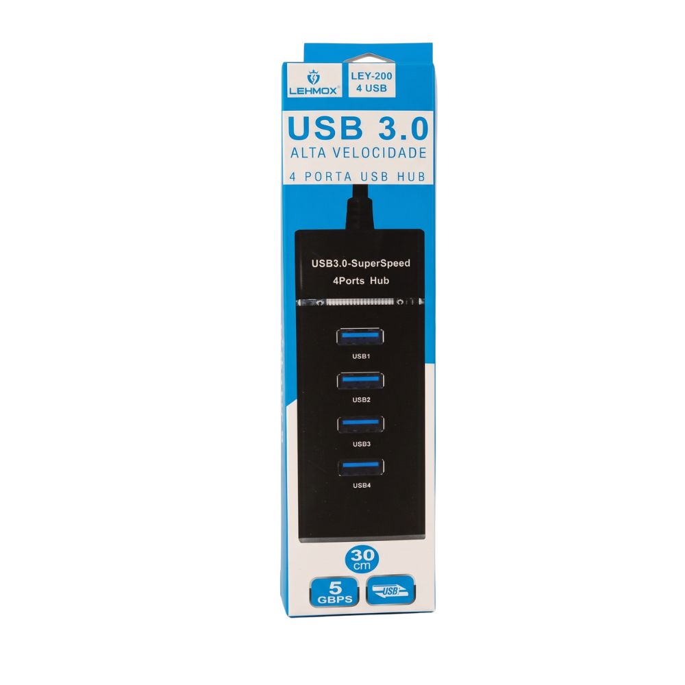 Hub Usb 3.0 4 Portas 5 Gbps Lehmox - LEY-200