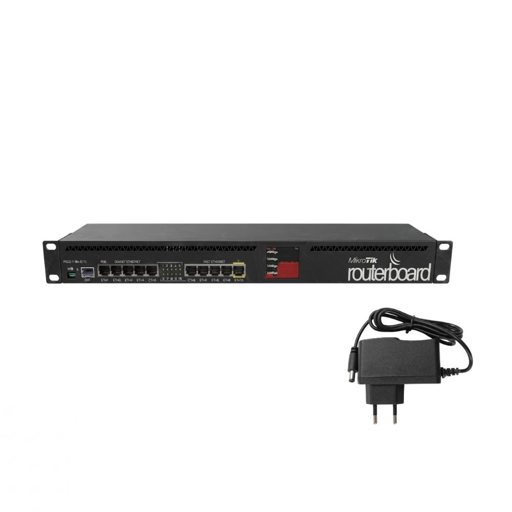 MikroTik RB2011UiAS-RM Router Board 10 Portas Gigabit + SFP 1U Rack com PoE e Gerenciamento Avançado - Seminova