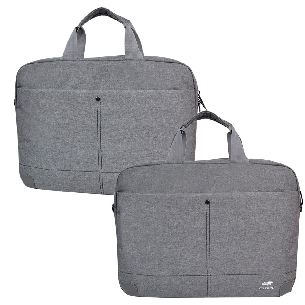 Case Para Notebook 15.6", Com Bolsos e Alça, C3Tech ML-50GY - Cinza