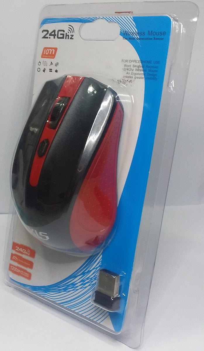 Mouse Wirelles XLS Vermelho 2.4Ghz 1200DPI