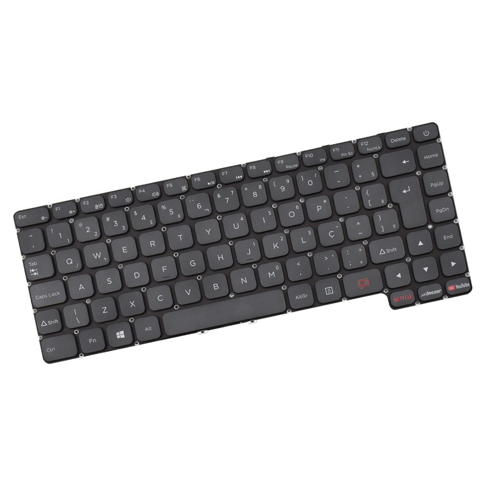 Teclado Notebook Compatível Positivo Motion Gray Q646C, C4128C-S, C4120F com Botões YouTube Netflix Deezer, BringIT