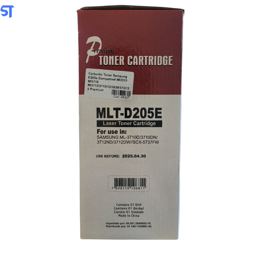 Cartucho Toner Samsung D205e Compatível Ml3310 Ml3710 Ml3712/3710/12/5639/5737/39 Premium