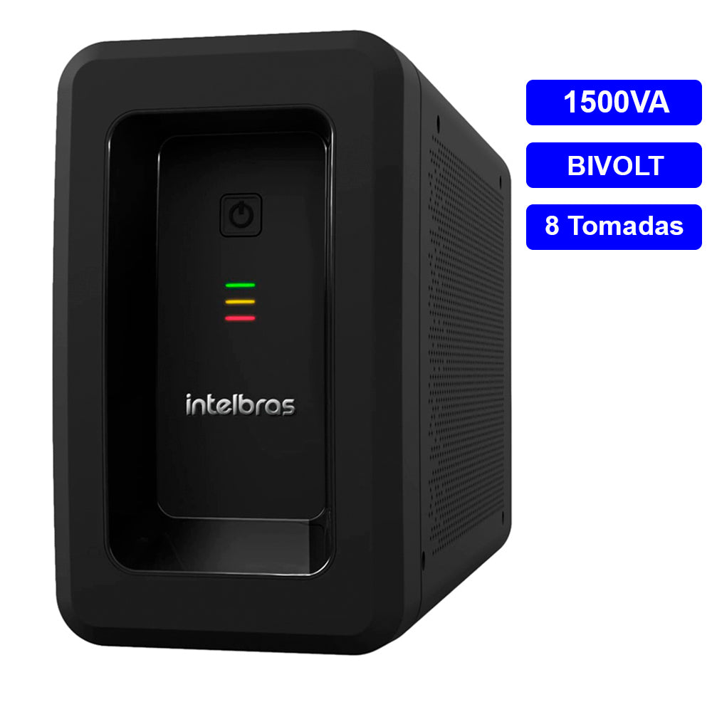 Nobreak Interativo Intelbras ATTIV 1500VA, Bivolt, Semi Senoidal, Com 8 Tomadas de Saída 115V Preto
