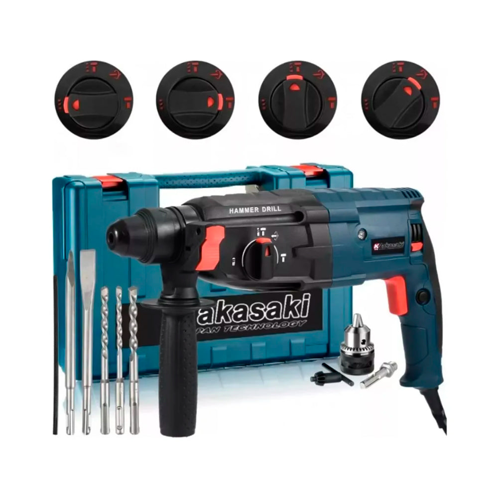 Furadeira Rotatoria 220v com 12 Peças NAKASAKI Capacidade de Perfuração: Aço, Madeira e Concreto - NK2603