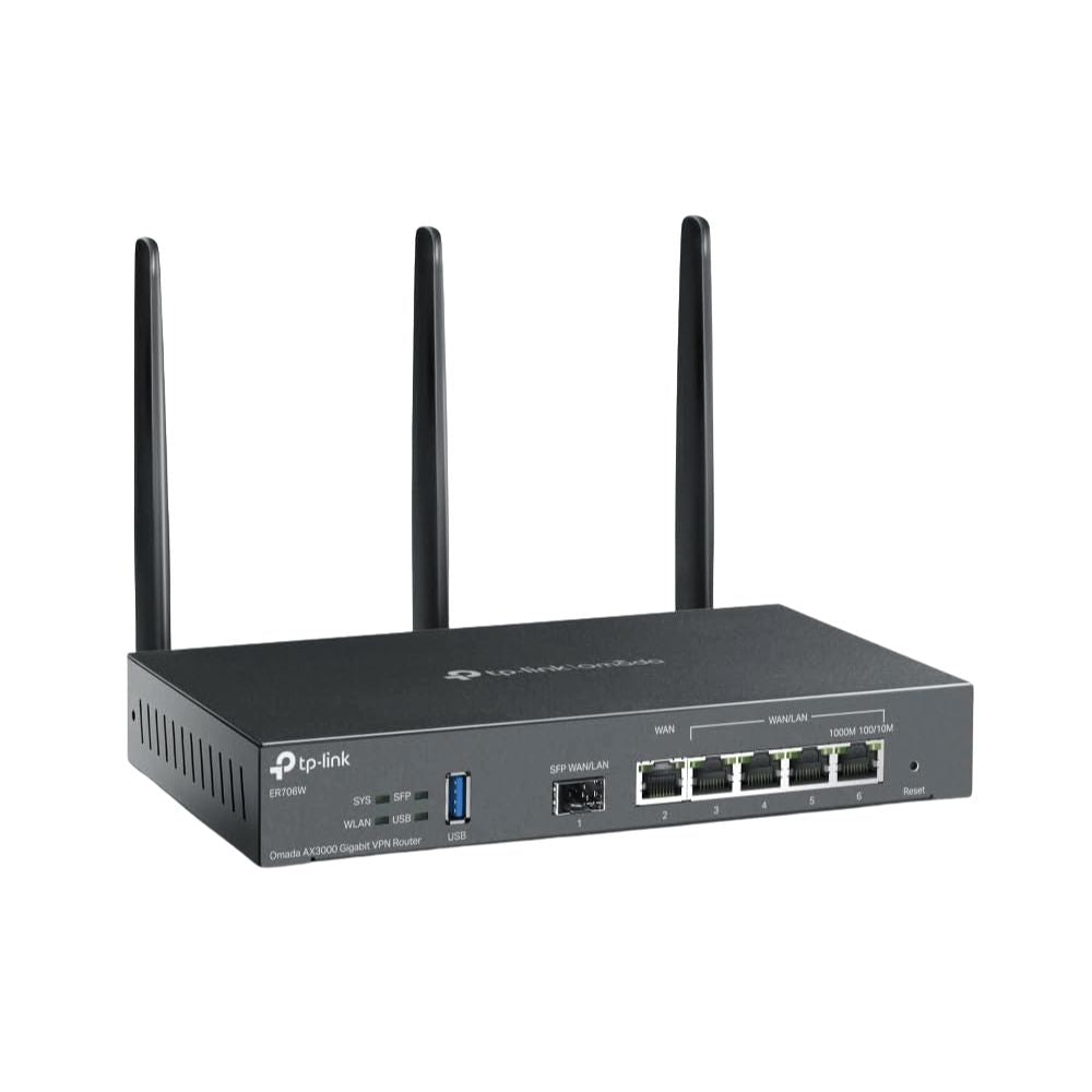 Roteador Omada Tp-Link Ax3000 Gigabit Smb Wi-Fi 6 Dual-Band, VPN Gateway, USB 1 Porta SFP, Sem Fio  (Er706W)